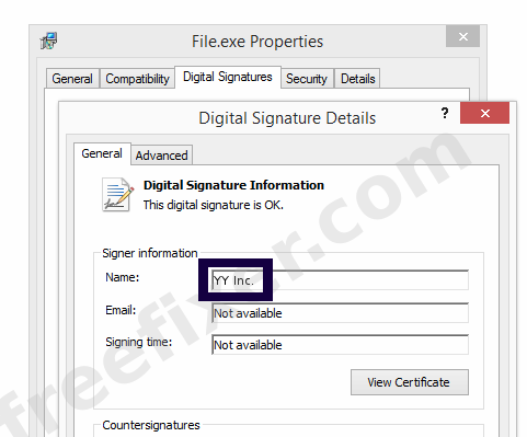 Screenshot of the YY Inc. certificate